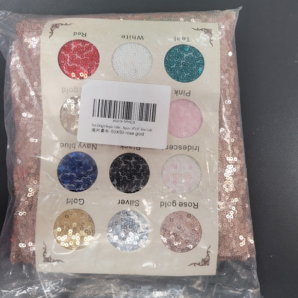 2pk Rose Gold sequin Tablecloth 50" X 50" - Picture 6 of 6